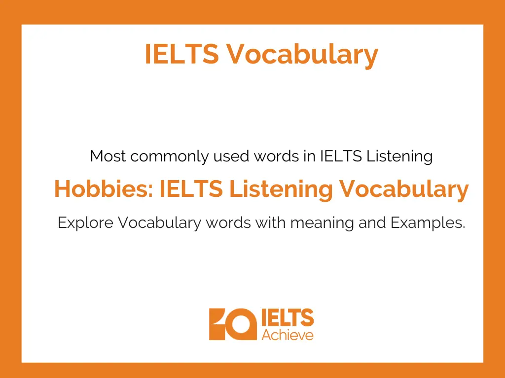 Hobbies: IELTS Listening Vocabulary