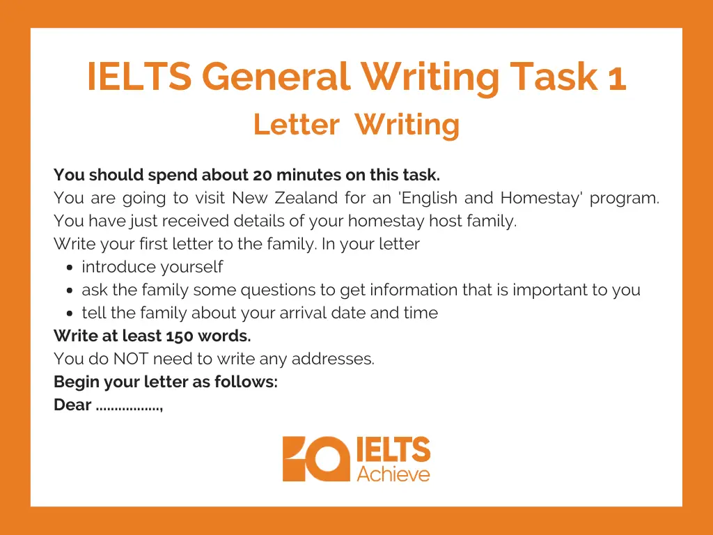 You are going to visit New Zealand for an 'English and Homestay' program: Semi-Formal Letter [IELTS General Writing Task 1 ]