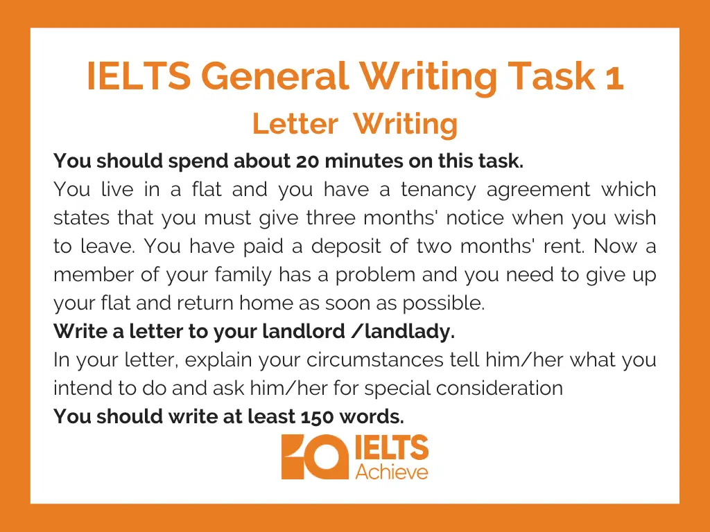 You live in a flat and you have a tenancy agreement- IELTS General Writing Task 1 [Semi-Formal Letter]